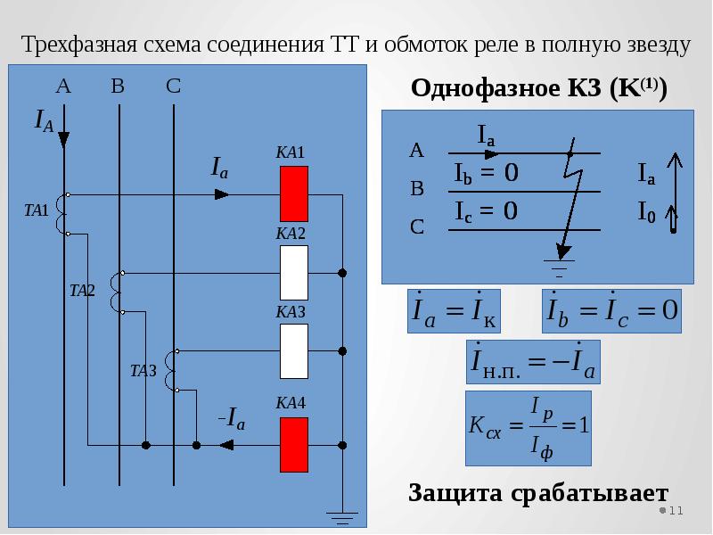 Какой коэффициент схемы имеет схема соединения тт в неполную звезду