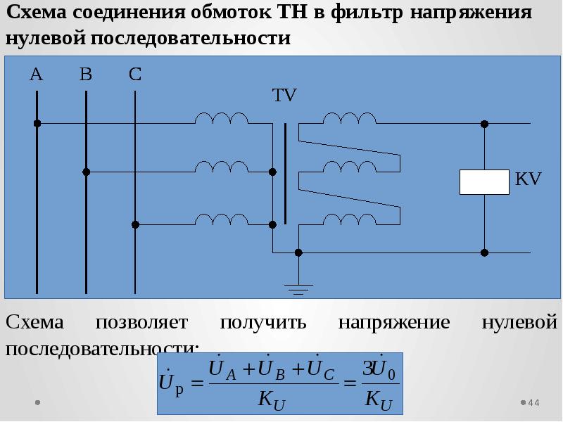 Нулевой ряд. Фильтр напряжения нулевой последовательности. Схема нулевой последовательности фильтрации токов.. Схема соединения ТТ В фильтр токов нулевой последовательности. Фильтр тока нулевой последовательности схема.