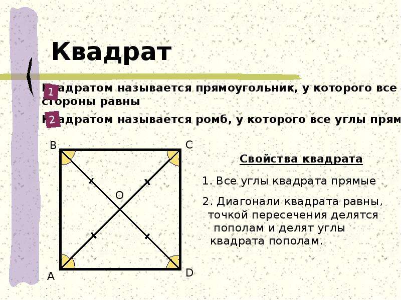 Прямоугольник название сторон