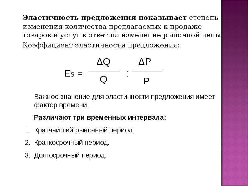 Коэффициент эластичности предложения по цене