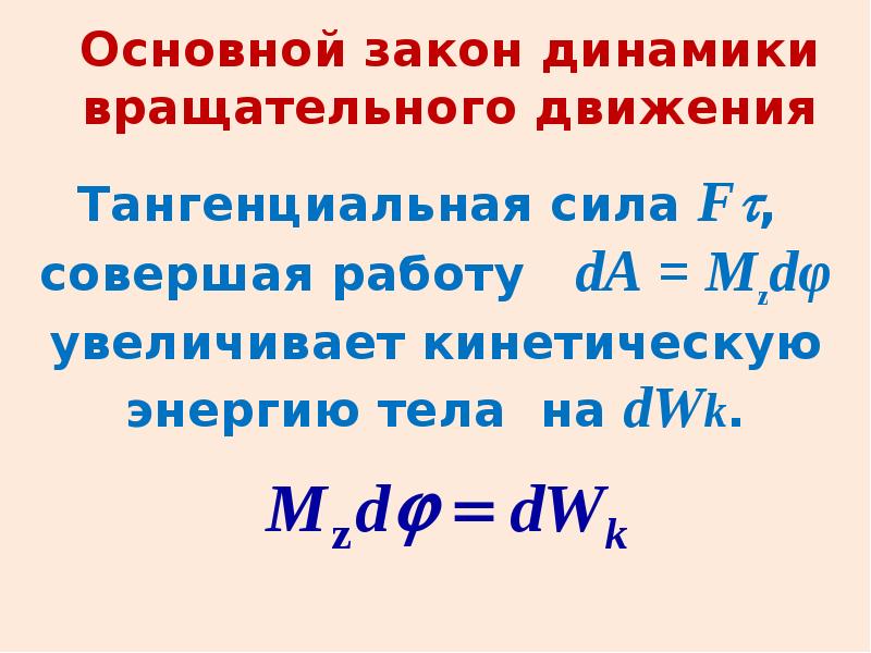 Основной закон динамики вращательного движения тела