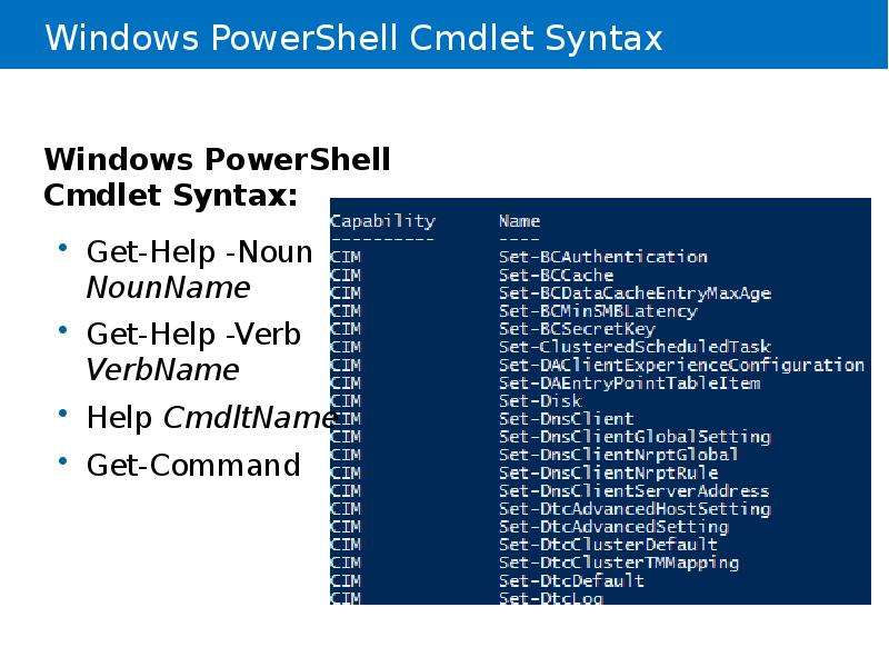 


Windows PowerShell Cmdlet Syntax
