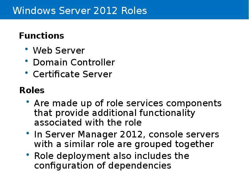 


Windows Server 2012 Roles
