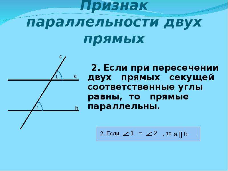 Соответственные углы при секущей. Параллельные прямые пересеченные секущей. Доказательство параллельности прямых по соответственным углам. Если соответственные углы равны то две прямые параллельны.