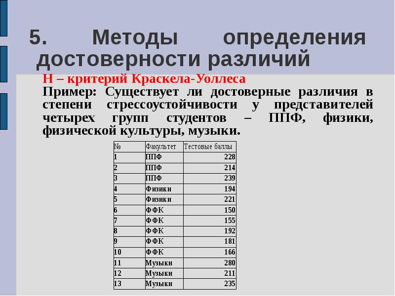 Методы статистической обработки результатов исследования. Статистическая обработка результатов. Статистическая обработка результатов измерений. Критерий Краскела Уоллеса таблица.