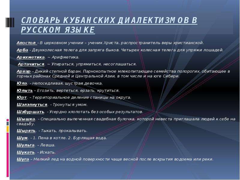 Диалекты кубани проект