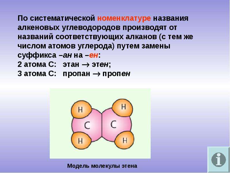 Связь между атомами углерода в молекулах алкенов. Систематическая номенклатура алкенов. Систематическое название алкенов. Этиленовые углеводороды номенклатура. Модели молекул алкенов.