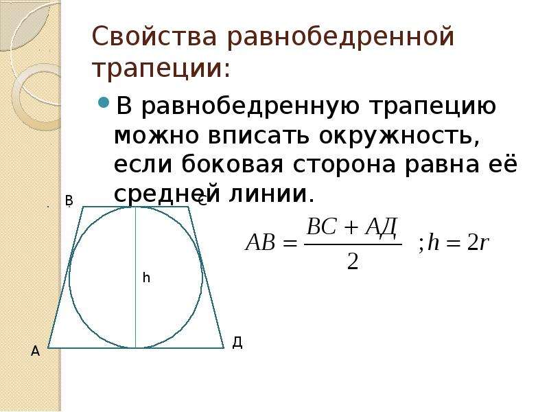 Окружность около равнобедренной трапеции