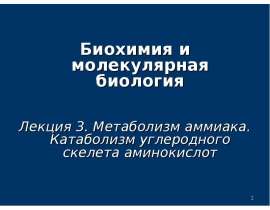 Метаболизм аммиака. Катаболизм углеродного скелета аминокислот. (Лекция 3)