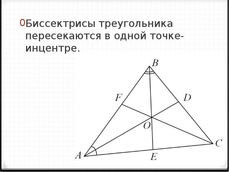 Биссектрисы треугольника пересекаются ответ