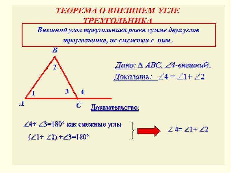 Внутренние и внешние углы треугольника