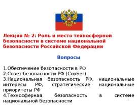 Роль и место техносферной безопасности в системе национальной безопасности РФ. (Лекция 2)