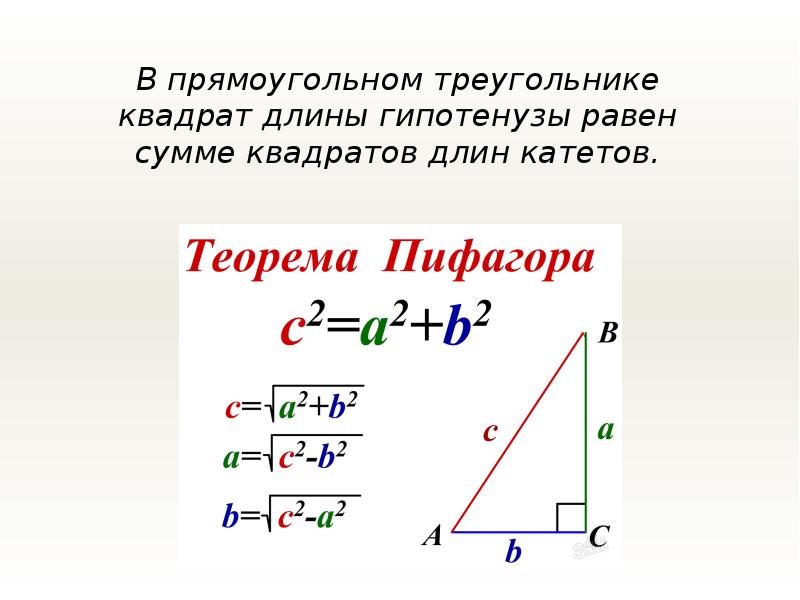 Для какого треугольника на рисунке теорема пифагора запишется в виде a2 d2 f2