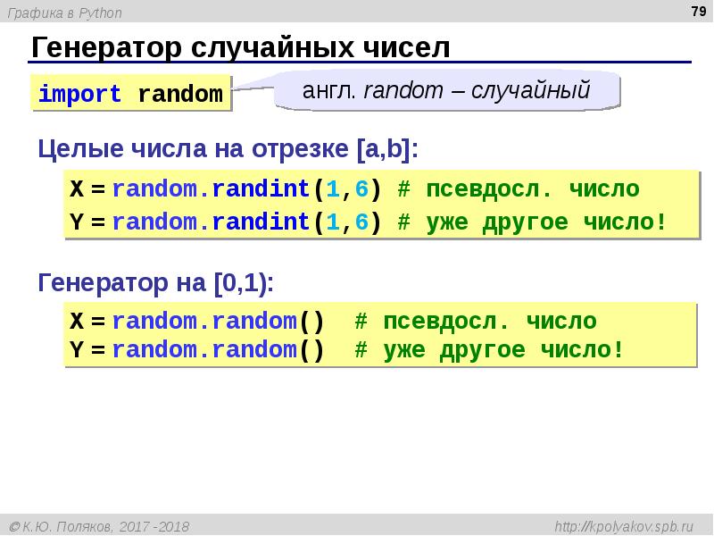 Случайные числа python презентация