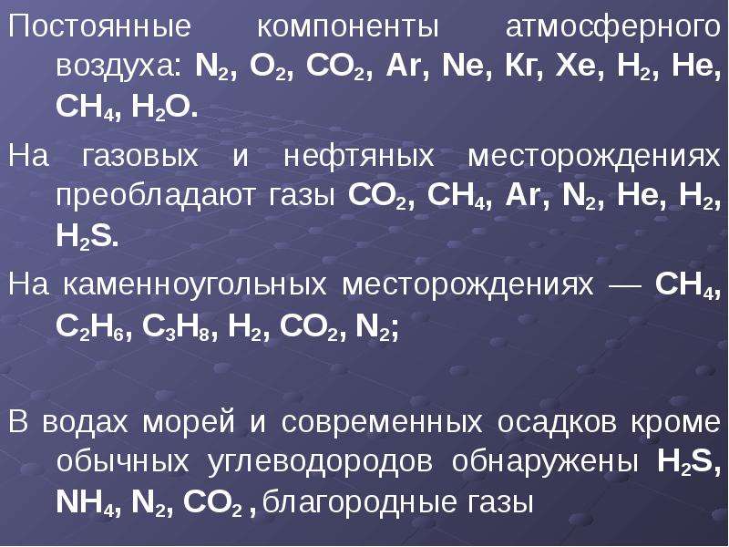 Постоянные компоненты воздуха