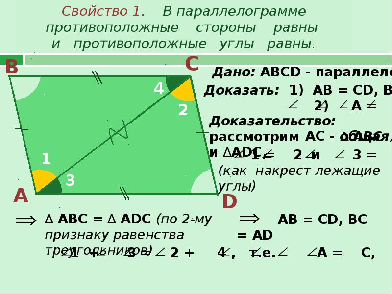 Находится на противоположной стороне. Накрест лежащие углы в параллелограмме свойства. Накрест лежащие углы в параллелограмме равны. Углы параллелограмма равны. Углы впаралеллограмме.