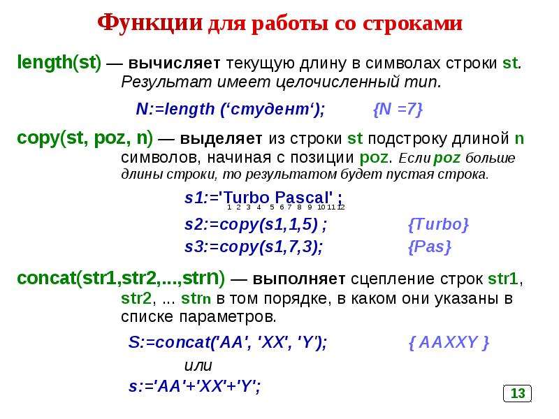 Длина строки в символах