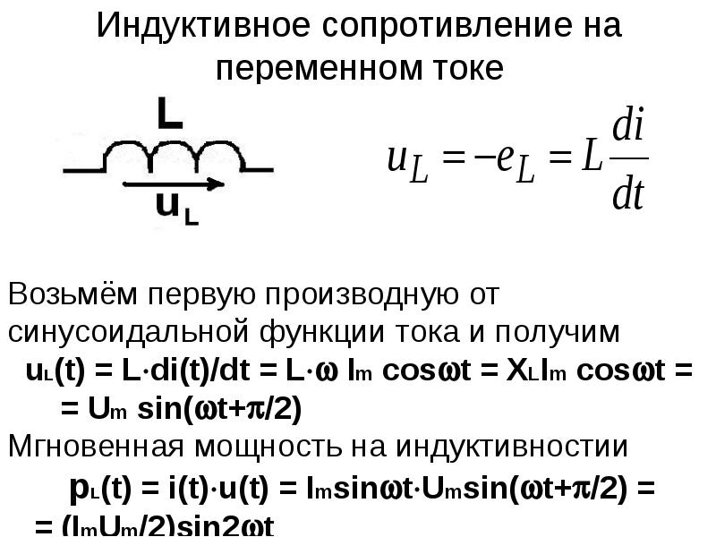 Комплексное сопротивление индуктивности