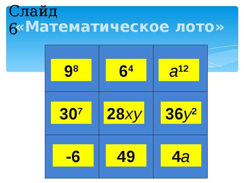 Математическое лото презентация