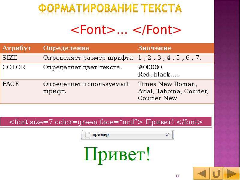 Font значение. Основы языка гипертекстовой разметки документов html. Атрибут определяющий цвет текста. Что определяет размер шрифта. Атрибуты шрифта Информатика.