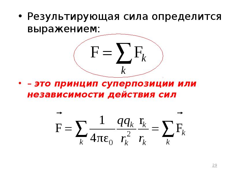 Результирующая сила заряда