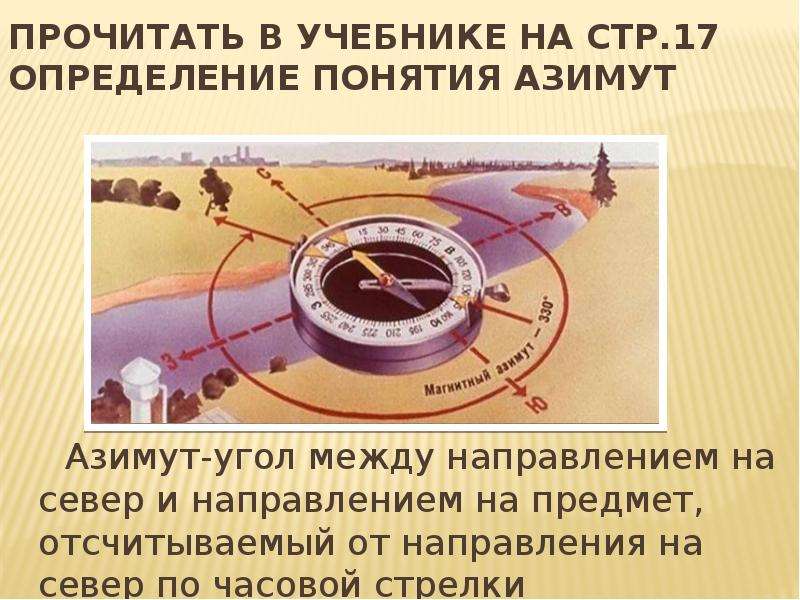 Направление сторон горизонта на плане определяют