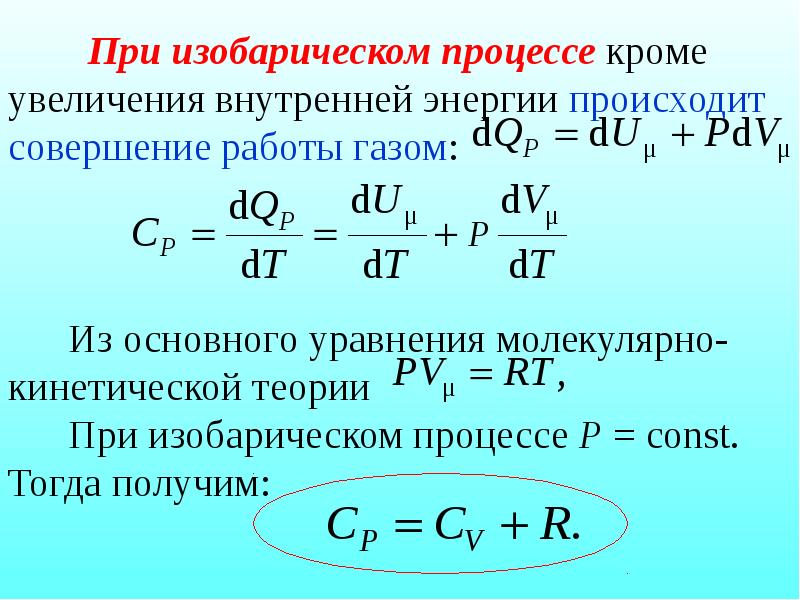 Первое начало термодинамики для изобарического процесса