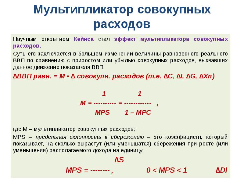 Определите мультипликатор