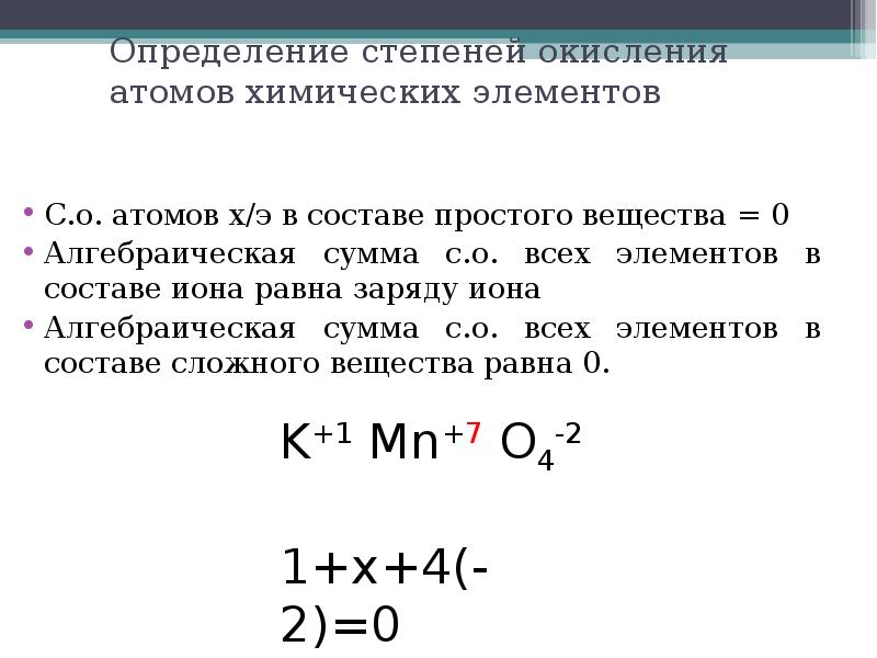 Степени окисления атомов элементов