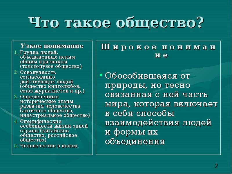 Общество в узком