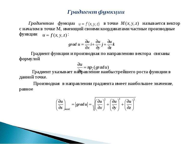 Формула нахождения градиента