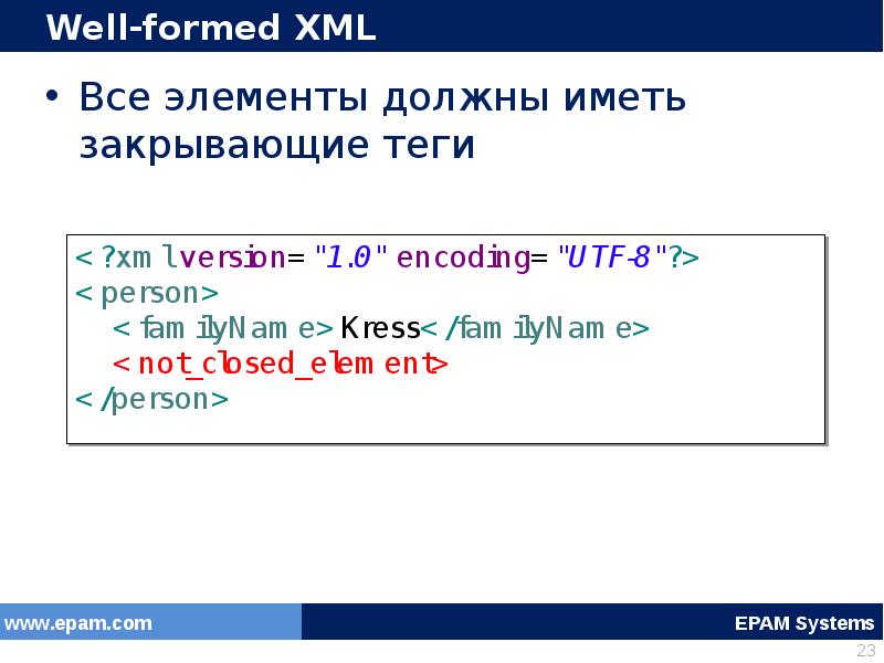 Well formed XML. Cloud XML format.