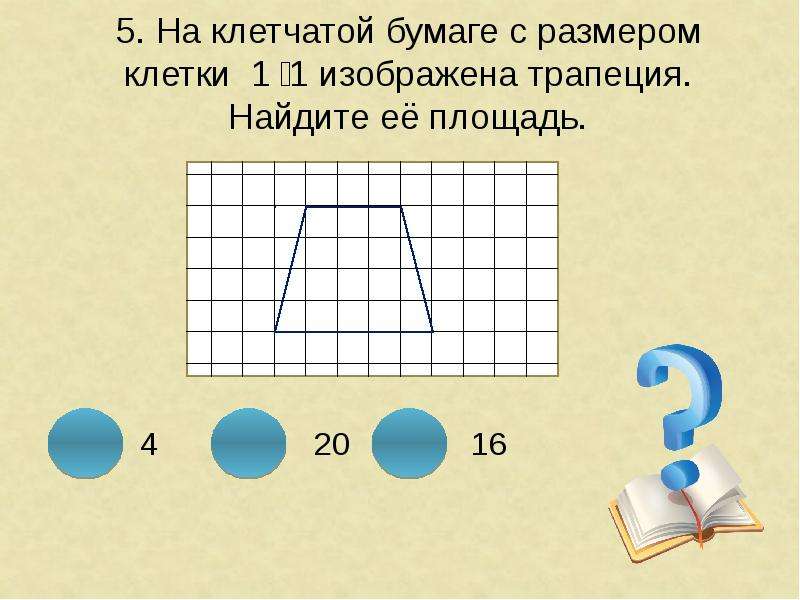 На клетчатой бумаге с размером изображена трапеция