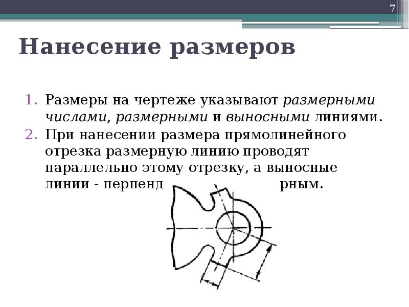 Для нанесения на чертежах размеров проводят линии