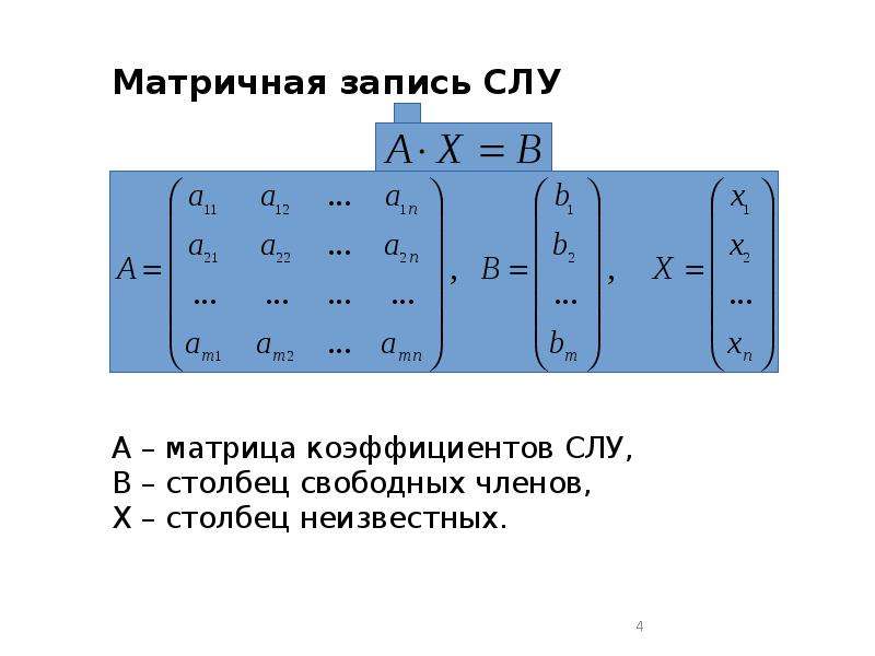 Решить систему линейных уравнений матричным методом