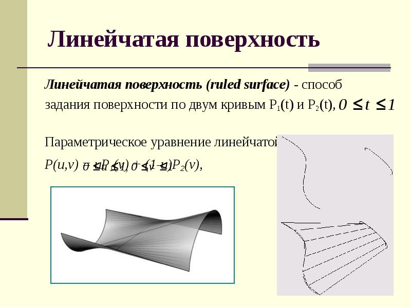 Кривые поверхности. Параметрическое задание поверхности. Линейчатые поверхности примеры. Цилиндрическая линейчатая поверхность. Уравнения красивых поверхностей.