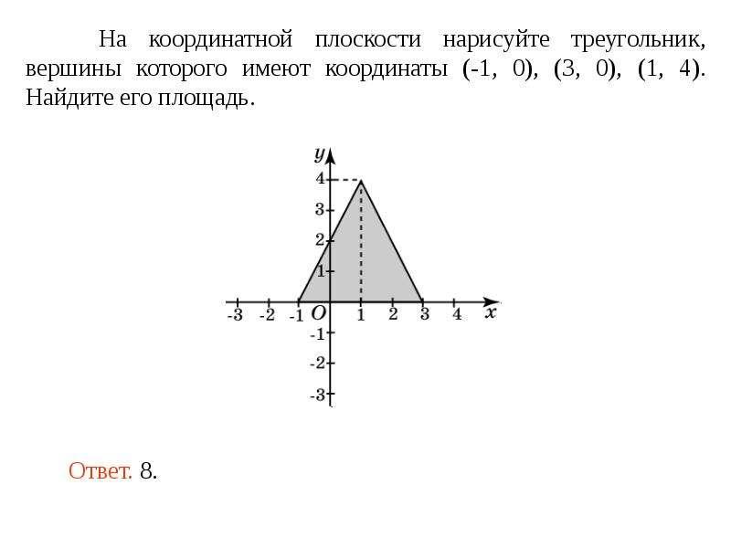 Площадь треугольника на координатной плоскости