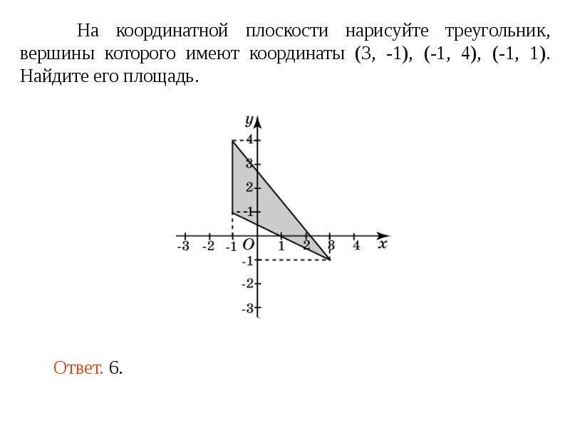 Площадь треугольника на координатной плоскости