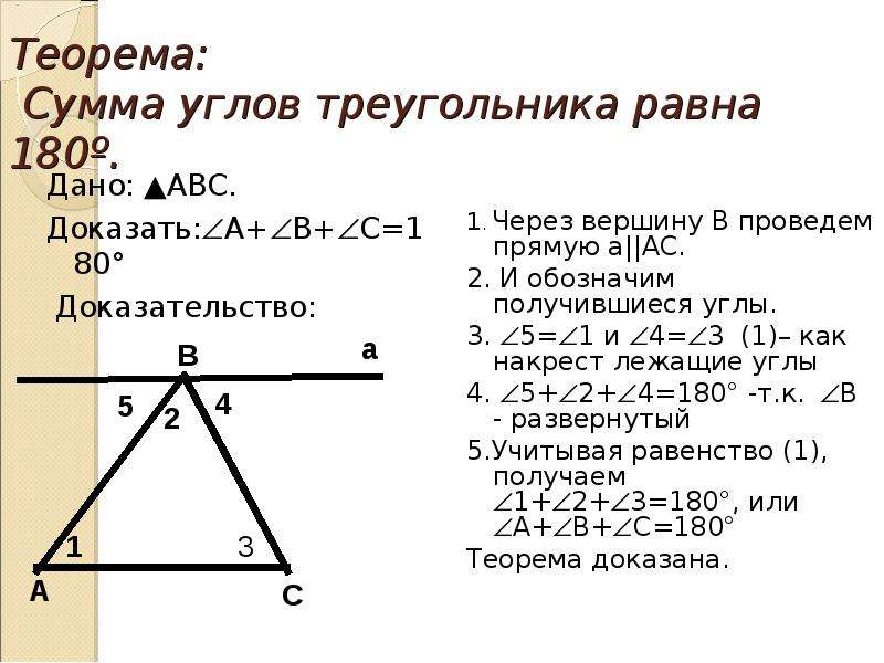 Сумма углов треугольника 2 вариант 1