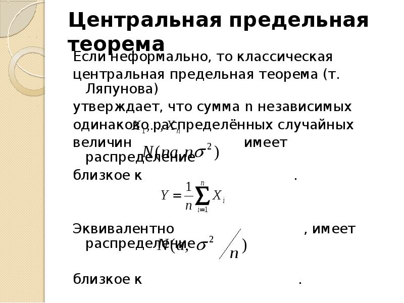 Центральная предельная теорема теории