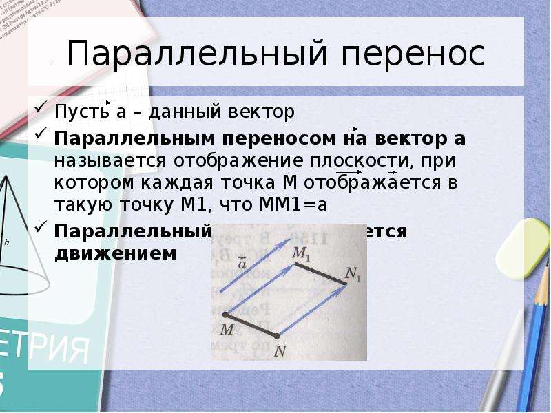 Найдите вектор параллельного переноса