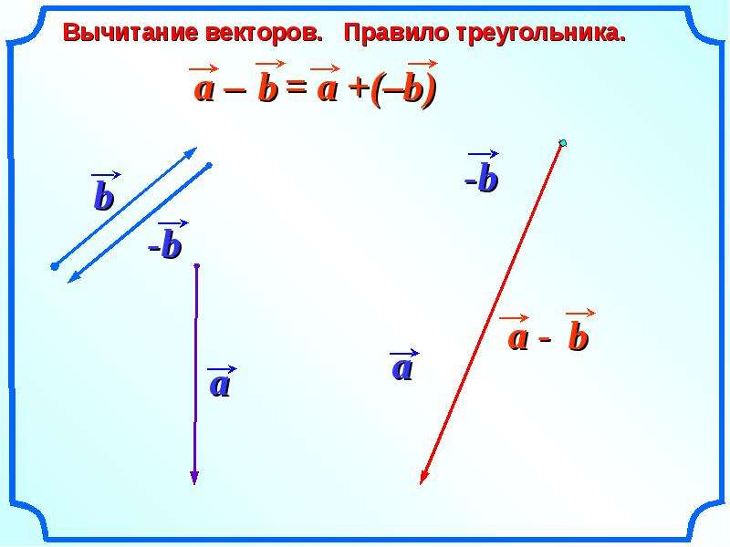 Векторы в пространстве 11. Правило треугольника векторы вычитание. Вычитание векторов по правилу треугольника. Разность векторов правило треугольника. Разность векторов по правилу треугольника.