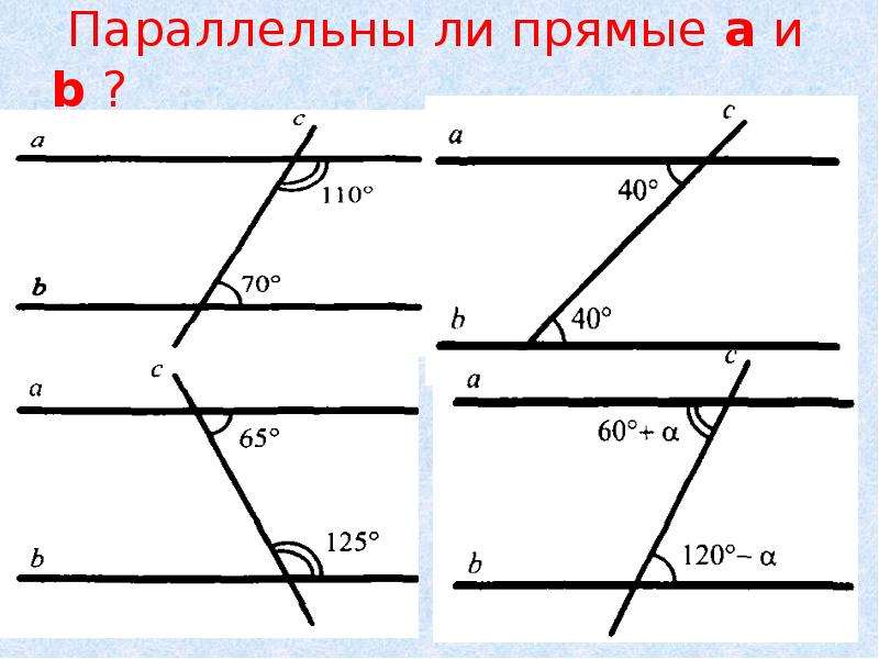 Признаки параллельности прямых 7 класс геометрия 7.8