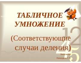 Табличное умножение (Соответствующие случаи деления)