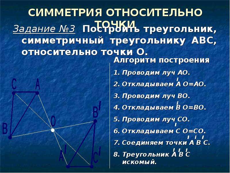 Фигура симметричная треугольнику относительно точки