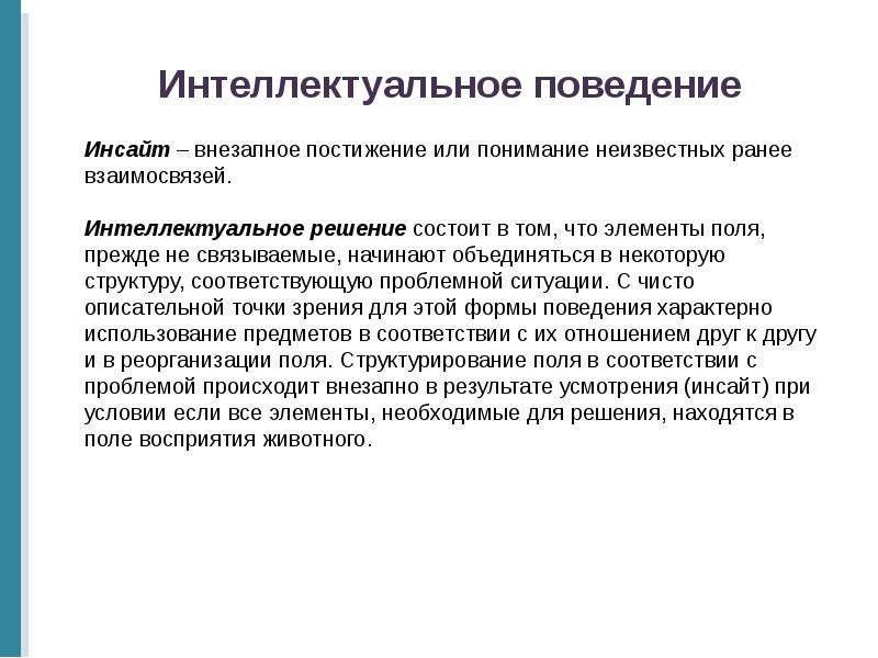 Поведение присуще. Интеллектуальное поведение. Интеллектуальное поведение животных. Интеллектуальное поведение животных это в психологии. Интеллектуальное поведение примеры.