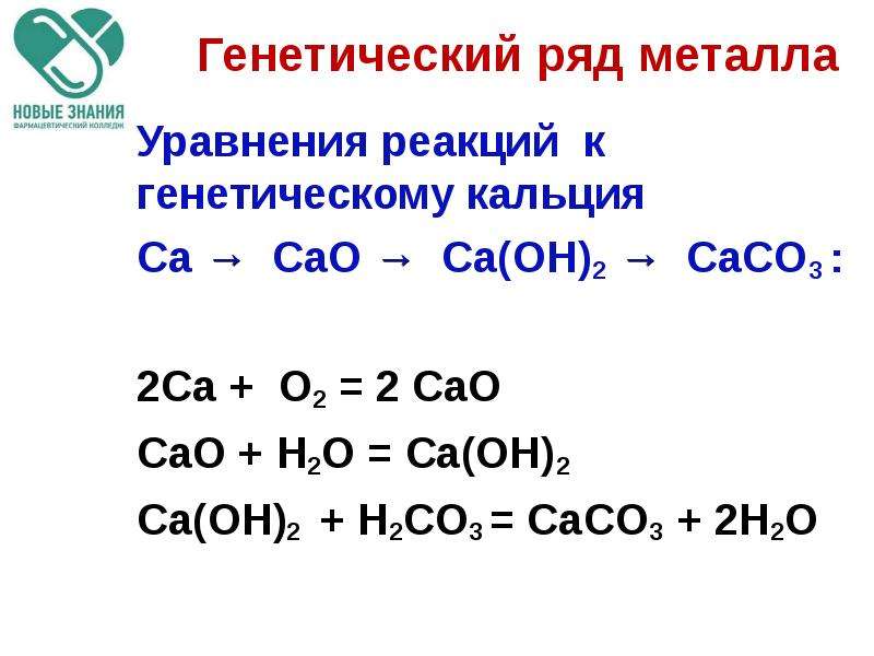 Ca h2o уравнение