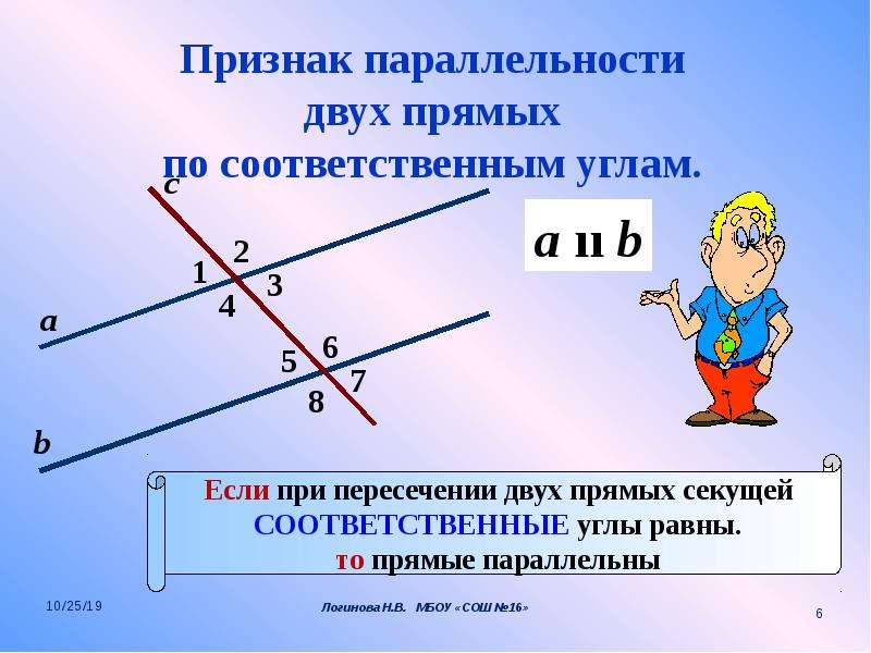 Признаки параллельности прямых и рисунок