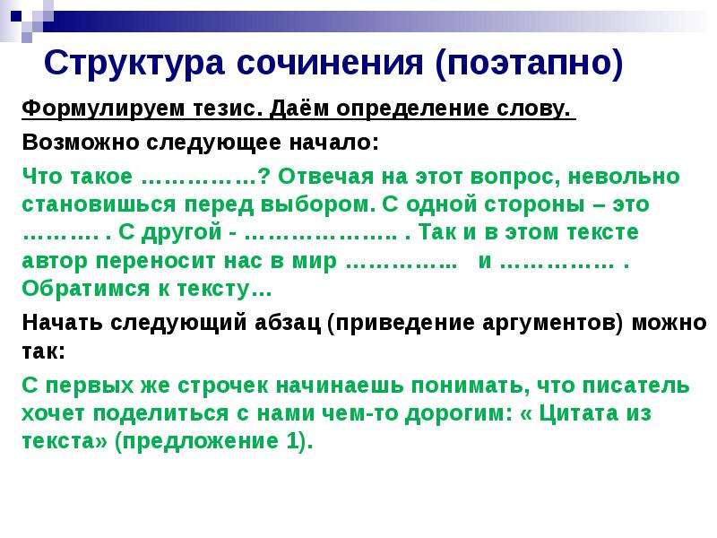 Написание сочинения рассуждения 6 класс презентация