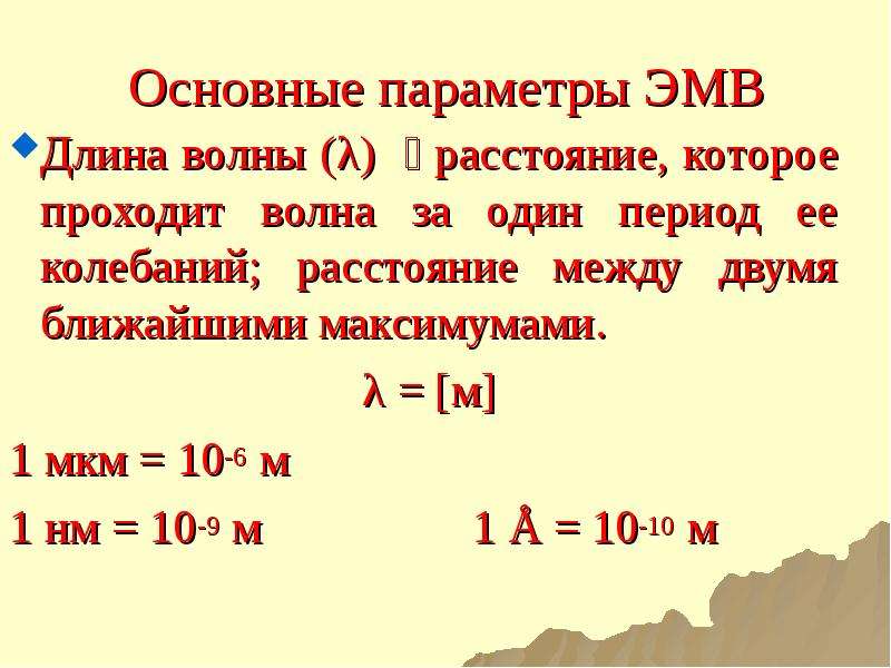 Параметры электромагнитной волны